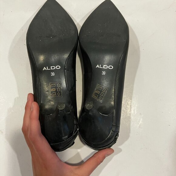 ALDO Heels ALDO Pumps Black Leather US Size 8.5 Like New Heels 2.5 inches - Picture 8 of 16